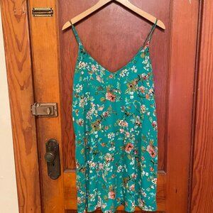 Xhiliration Green Floral Slip Dress
